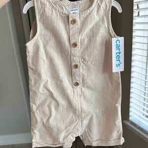Carter's Cream Striped Baby Romper